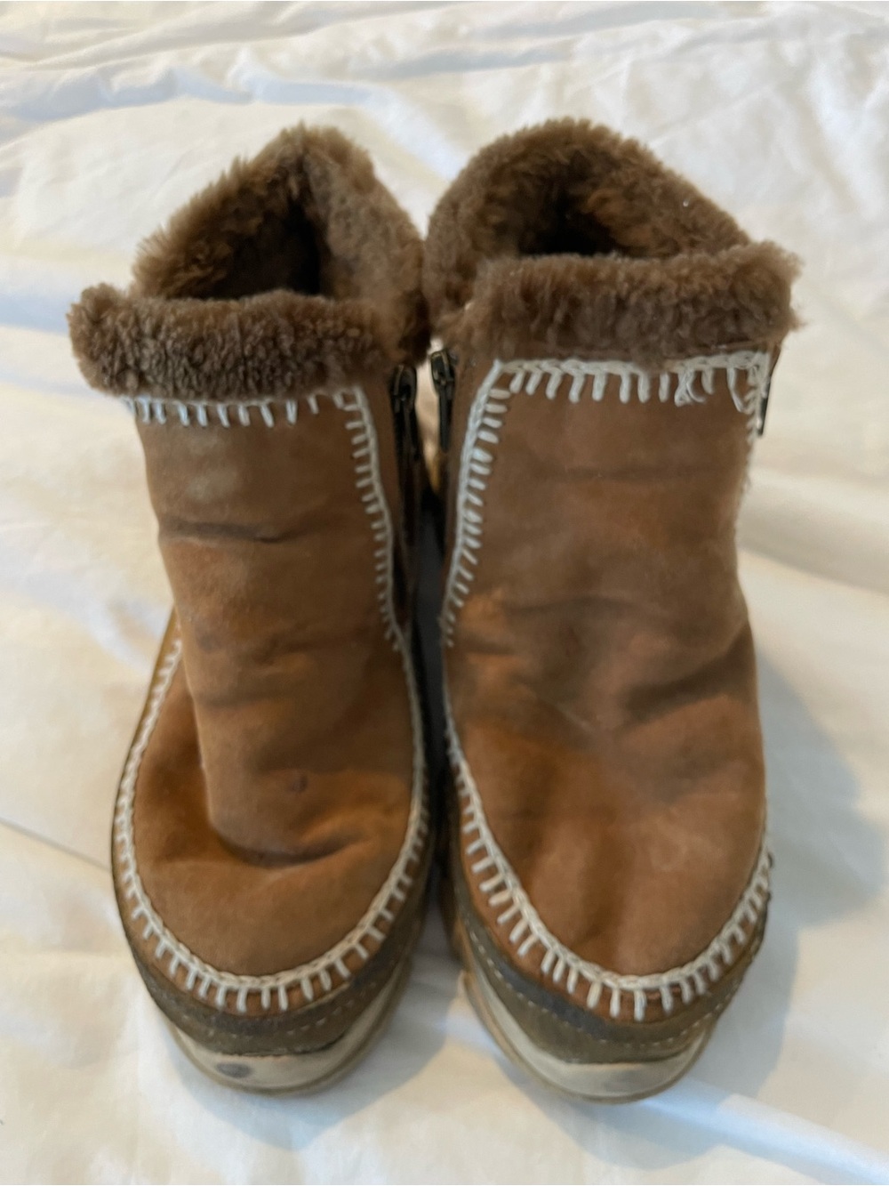 Laidback London Brown Suede Shearling Lined Slip-On Booties